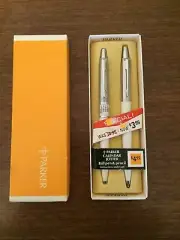 Parker Jotter Set Ballpoint Pen & 0.9mm Pencil Calender White Brass New In Box
