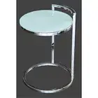 Azda Stainless Steel Side Table W/ White Tempered Glass Top