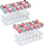 Cake Pop Holder, 2-Pack 21 Hole Clear Acrylic Cake Pop Stand Display for Weddings Baby Showers Birthday Parties Anniversaries Halloween Candy Decorative
