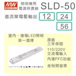 【保固附發票】MW明緯 50W LED DRIVER 照明電源 SLD-50-12 12V 24 24V 56V 驅動器