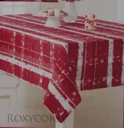 Valentine's Day Red & White Hearts Jacquard 60x84 Oblong Tablecloth NWT