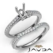 Emerald Cut Semi Mount Diamond Engagement Bridal Set Anniversary Ring 0.80 Ctw.