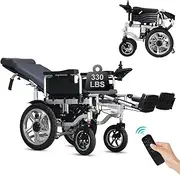 Reclining Electric Wheelchair for Adults,Heavy Duty Electric Wheelchair,Portable Folding Carry Wheelchair,Comfortable Remote Control Mobility Aid-Adjustable Backrest and Pedal-15 Mile Range