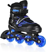 Kids Inline Skates for Boys Mens, Adjustable Quad Roller Skates Blades with Illuminating Wheels for Beginner in Outdoor or Indoor