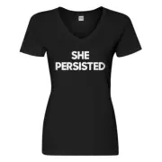 Womens She Persisted V-Neck T-shirt #3194