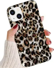 Case Compatiable with iPhone 13 6.1 inch,Sparkly Animal Leopard Light Brown