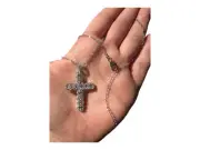 Cuban Link Cross Necklace 925 Sterling Silver 18” Rope Chain CZ For Him Or Her
