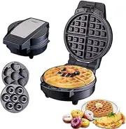 Waffle Maker 3 in 1 Detachable Baking Plates Non Stick Plates with LED Display Round Waffle Doughnut Cartoon Cake Sandwich Maker 600W