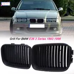 1 PAIR MATTE BLACK FRONT HOOD KIDNEY GRILLE GRILL FOR BMW 3