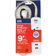 Do it Best 2-Outlet/2-USB 450J White Surge Protector with 9 Ft. Braided Cord &