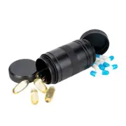 Pill Box 2 Times A Day Daily Waterproof AM PM Metal Pill Case - Travel Pill C...