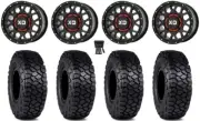 KS135 Grenade 15" Wheels Black 30" Intersect Tires Honda Pioneer 1000 / Talon