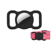 2pcs Pet Silicone Protective Case Anti Lost Airtag Dog Collar Holder for Apple-Black