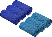 uxcell Cooling Towel 40"x12", 6 Pcs Ice Towel for Neck and Face, Soft Breathable Chilly Sweat Absorbing for Yoga Sports Camping Fitness, Dark Blue/Light Blue