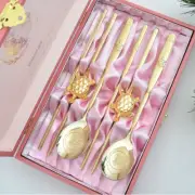 K traditional classic Bok titanium gold wedding cutlery gift set chopstick spoon