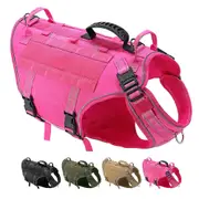 Didog Military Tactical Pet Dog Harness with Handle No Pull Molle Vest for Medium Large Dogs Hot Pink L:Chest 62-80cm