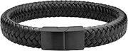 [555Jewelry] Stainless Steel Magnetic Clasp Braided Brown & Black Leather Bracelet for Men