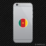 Round Cameroon Flag Cell Phone Sticker Mobile CMR CM