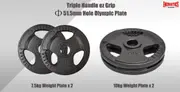 44KG Weight Set 150cm Olympic Barbell Bar 35KG Weight Plate FREE Spring Collar