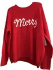 CeCe Knit Long Sleeve Sweater MERRYColor Bright Cherry/Ant.White Sz.M NWT