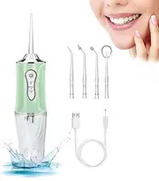 Water Flosser,Cordless Water Dental Cleaner Choice of 4 Tips, IPX7 Waterproof Rechargeable Portable Powerful Battery Water Flosser for Travel and Home Braces and Bridge Care (Green)