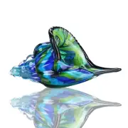 Glass Conch, Hand Blown Seashell Art Glass Figurine, Beautiful Home Decor, Cr...