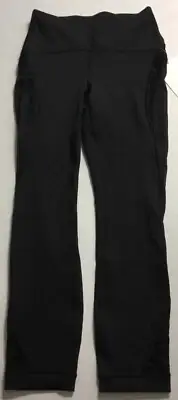 Lululemon Women Wunder Under HR Crop 23” Flocked LW6AYES Black Size 4
