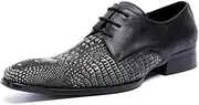 [Generic] Classic Lace-up Business Oxfords for Men Genuine Leather Exquisite Crocodile Texture Vamp Rubber Outsole Personality Dress Shoes