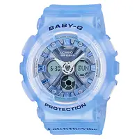 在飛比找樂天市場購物網優惠-BABY-G 嘻哈復古風格透明雙顯錶-藍 廣三SOGO