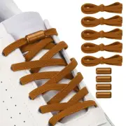 No Tie Shoelaces Tieless Elastic Shoe Laces 5Pcs with 4 Metal Buckles, Brown
