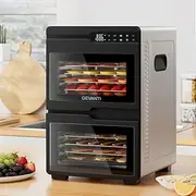 Devanti Food Dehydrator 12 Trays 1200W Stainless Steel Dehydrators Jerky Yogurt Fruit Pet Food Dryer LED Touch Control Adjustable Timer & Temperature - Black