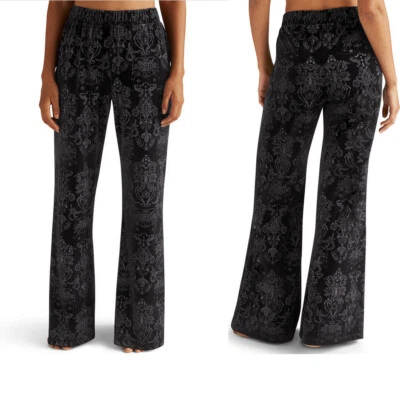 Beyond Yoga Best Dressed Pants in Black Embossed Velvet Sz XL