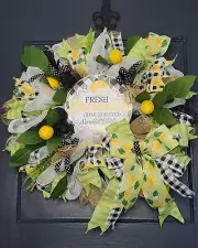 Huge 24 Inch Fresh Lemon Lemonade Wreath Deco Mesh Outdoor Indoor Free Shipping