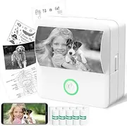 Mini Printer, Portable Bluetooth Photo Sticker Printer with 11 Roll Papers, Pocket Thermal Printers for Study Notes, Scrapbook Supplies, Journals, Receipts, Compatible with Phone&Tablet
