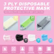 50Pcs Disposable Face Mask Non-Medical Surgical 3-Ply Earloop Face Cover