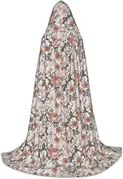 SKKNT Flower Paris Eiffel Tower Print Halloween Hooded Cloak Full Length Cape With Hood For Men And Women For Carnival