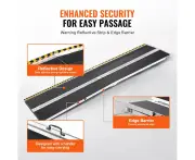 Portable Aluminum Wheelchair Ramp, 3.05m, 363kg Capacity, Foldable & Non-Slip