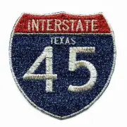Houston Freeway Interstate 45 I-45 Sign Logo Embroidered Iron on Glitter Patch