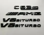 Mercedes Benz C63S AMG V8 BITURBO Rear Star Emblem Badge Set Gloss Black