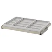 KOMPLEMENT pull-out tray with insert, grey-beige/light grey, 75x58 cm