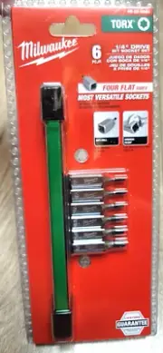 Milwaukee 6pc 1/4" dr Torx Bit Socket Set w/Rail T8-T27 #48-22-9530