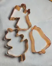 My Estate Sale! Copper 5 1/2" Cookie Cutters~ Oak Leaf, Angel, Bell Excellent!