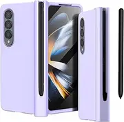 Case Cover for Galaxy Z Fold 4 Case,Ueiieeh Cover with Built-in Screen Protector with S Pen Holder 360 Full Body Protective Cover for Samsung Galaxy Z Fold 4 5G Case 2022 (Light Purple)