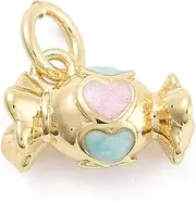 [DanLingJewelry] 10Pcs Golden Colour Candy Charms Brass Enamel Candy Shape Charms Cute Sweet Food Dessert Charms for DIY Jewellery Making, Non-Precious Metal