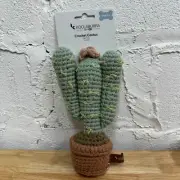 KOOLABURRA By UGG Dog Toy CROCHET CACTUS Snuggle Up Plush Squeaks Green & Brown
