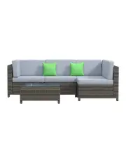 [Milano Decor] Outdoor 5 Piece Rattan Sofa Set in Oatmeal