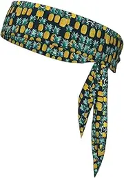 [YANYU] Pineapple Print Sports Head Tie Sweat Wicking Head Tie Quick Dry Adjustable for Men and Women