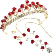 [VALICLUD] Unique Children's Headwear 1 Set of Princess Birthday Crown Tiara Necklace Earring
