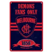 Melbourne Demons Fans Only AFL Retro Metal Tin Wall Sign Gift Man Cave Bar Shed