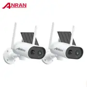 ANRAN 2 Pack Wireless 180° Pan Solar Security Camera System Kit 2-Way Audio